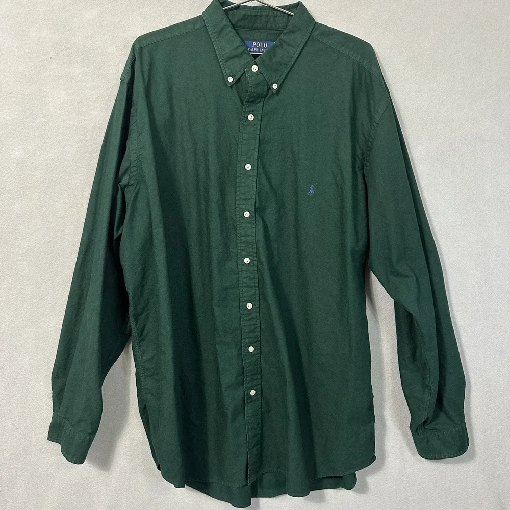 Polo Ralph Lauren Button Down Forest Green Shirt Preppy Men's 2XLT